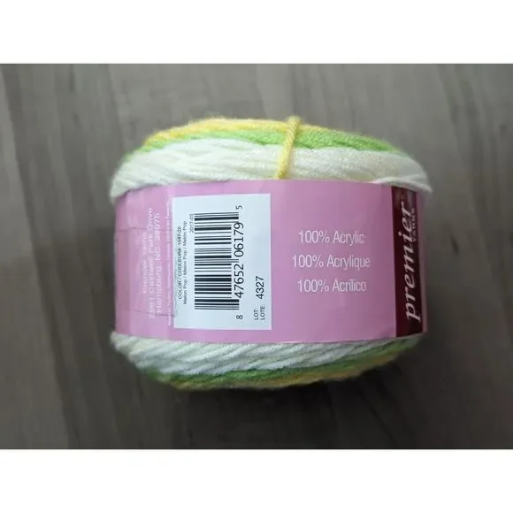 Premier Yarns 1047-28 Sweet Roll Yarn Melon Pop 5 oz/245yds Acrylic Yellow Green - Picture 5 of 6